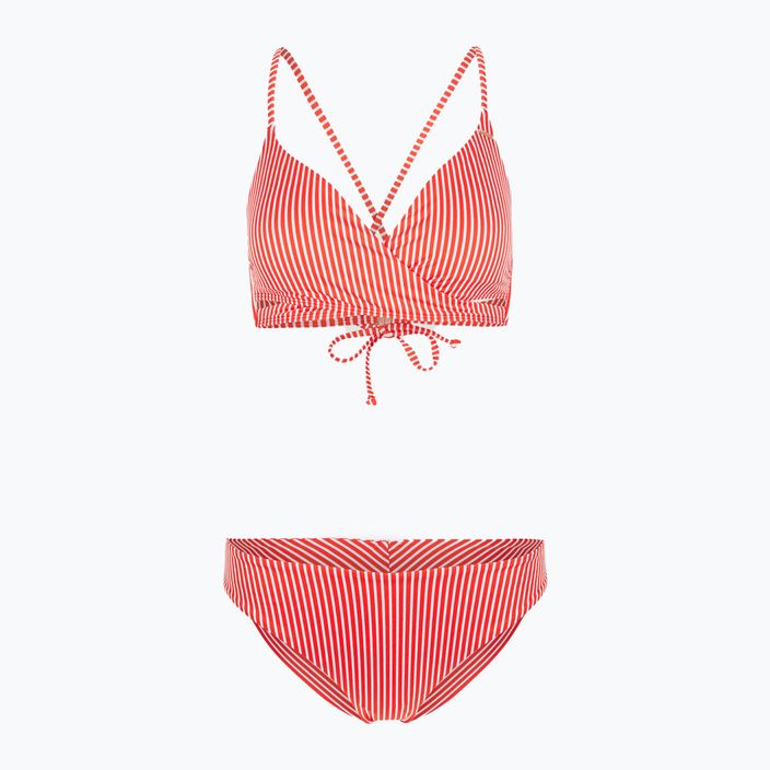 Dámské dvoudílné plavky O'Neill Baay Maoi Bikini červené jednoduché proužky 5