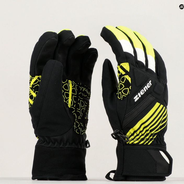Ziener Genrix AS jedovatě žluté lyžařské rukavice 3