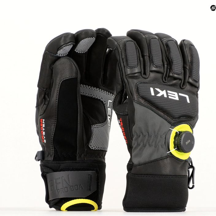 LEKI Griffin Tune 3D Boa pánské lyžařské rukavice black/graphite/ ice lemon 8