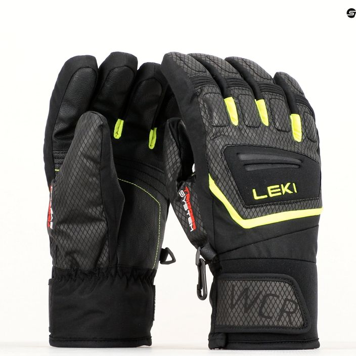 Lyžařské rukavice LEKI WCR Team 3D Junior black ice/lemon 10