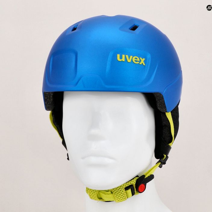 Dětská lyžařská helma UVEX Manic Pro modrá/limetková matná 9
