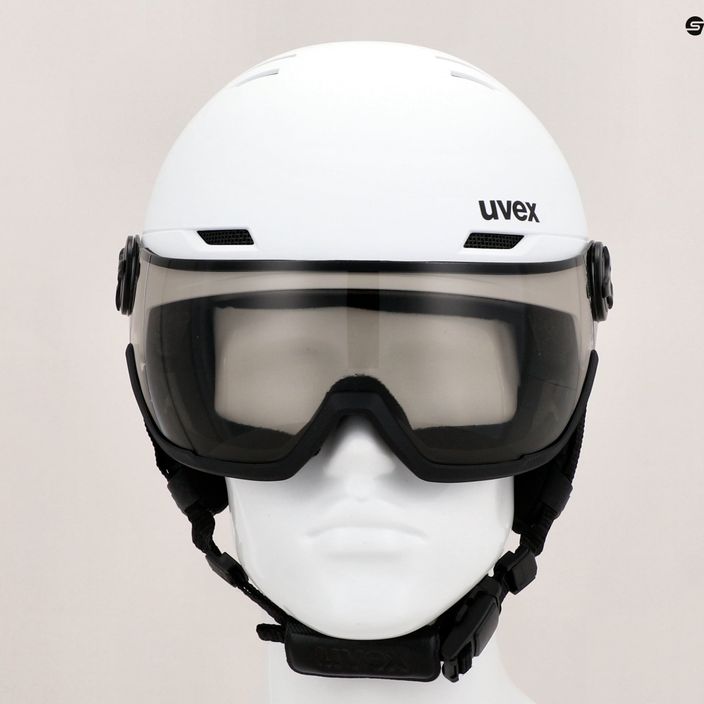 Lyžařská helma UVEX Wanted Visor Pro V white matt/variomatc smoke 12