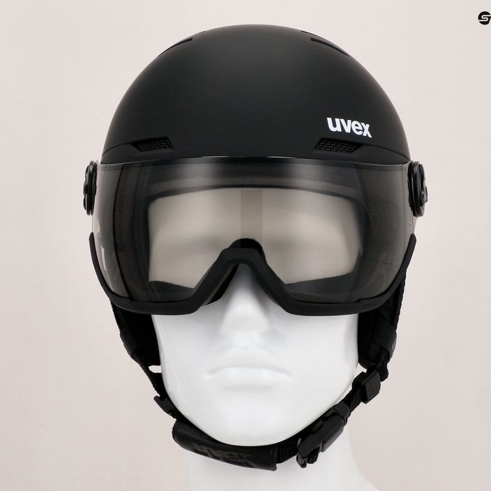 Lyžařská helma UVEX Wanted Visor Pro V black matt/variomatc smoke 12