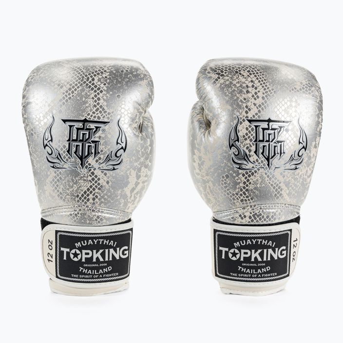Boxerské rukavice Top King Muay Thai Super Star Snake white TKBGSS-02A-WH-SV-10