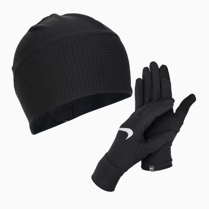 Pánský set čepice + rukavice  Nike Essential Running black/black/silver