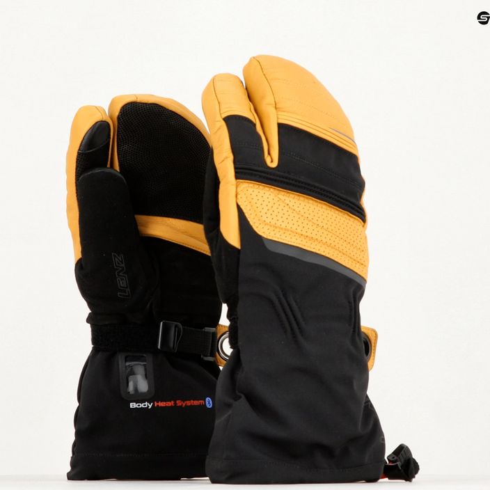 LENZ Heat Glove 8.0 Finger Cap Lobster vyhřívané lyžařské rukavice černo-žluté 1207 12