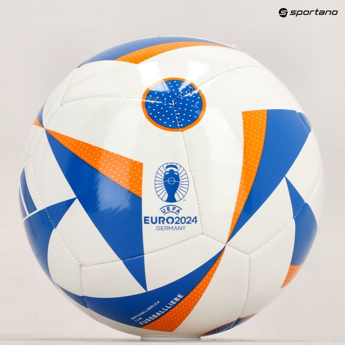 Fotbalový míč  adidas Fussballiebe Club white/glow blue/lucky orange velikost 4 5