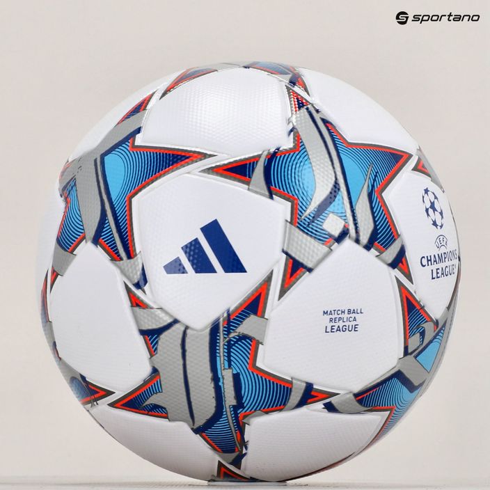 Fotbalový míč  adidas UCL League 23/24 white/silver metallic/bright cyan velikost 5 6