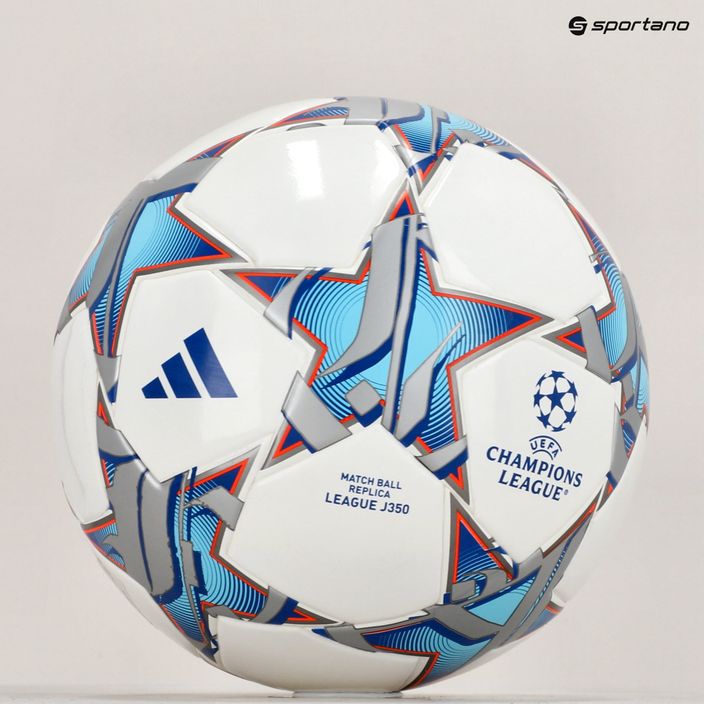 Fotbalový míč  adidas UCL League 23/24 white/silver metallic/bright cyan/royal blue velikost 5 6