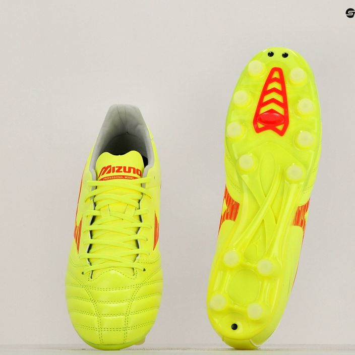 Pánské kopačky Mizuno Morelia Neo IV Pro MD safety yellow/fiery coral 2/galaxy silver 11