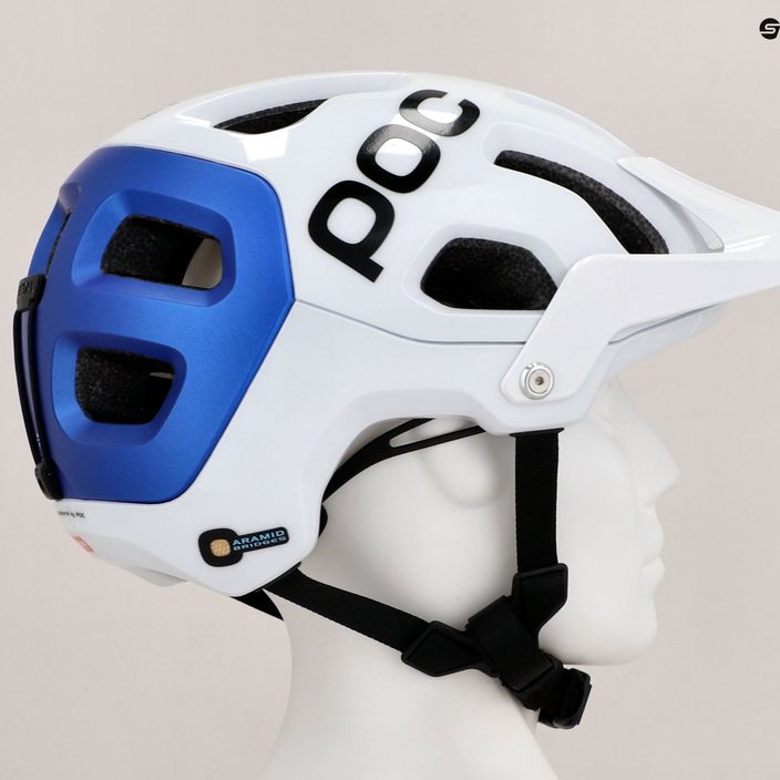 Cyklistická helma  MTB POC Tectal Race MIPS hydrogen white/opal blue metallic matt 2