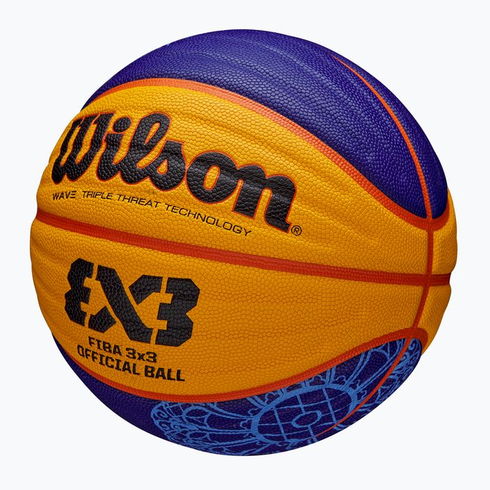 Basketbalový míč  Wilson Fiba 3x3 Game Ball Paris Retail 2024 blue/yellow velikost 6 3