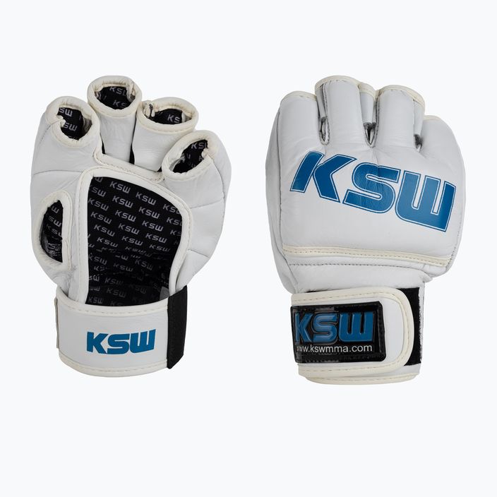 KSW grapplingové rukavice kožené bílé 3