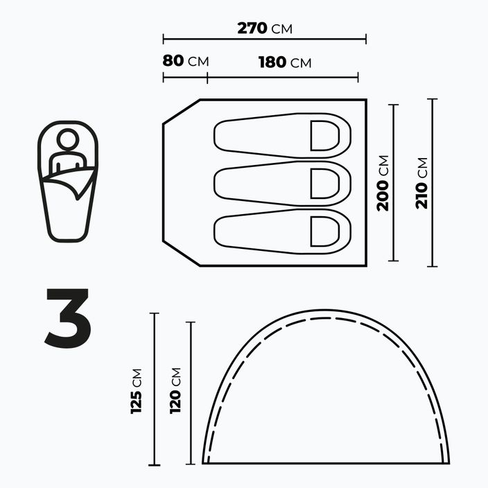 Namiot kampingowy pro 3 osoby KADVA CAMPdome 3 modrý 3