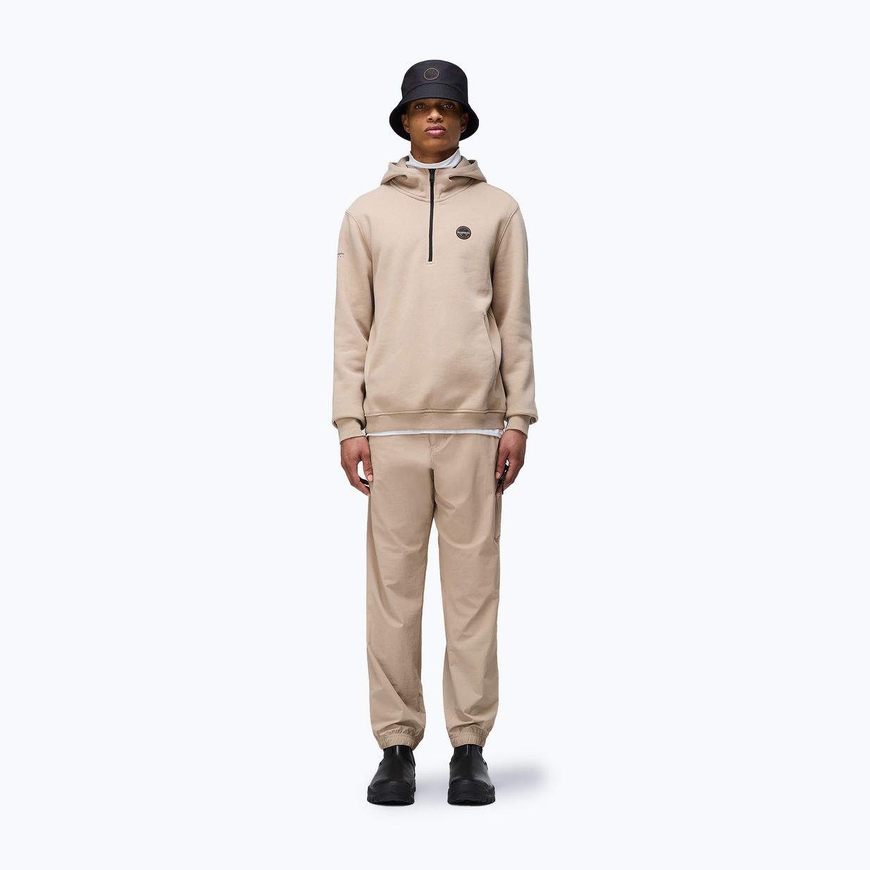 Pánská mikina Napapijri B-Badge Half Zip Hooded beige rocky 2