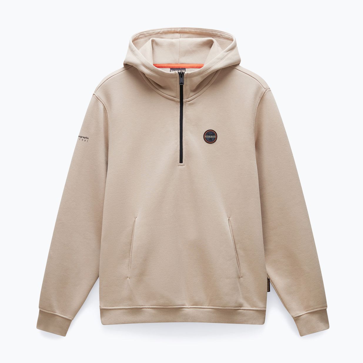 Pánská mikina Napapijri B-Badge Half Zip Hooded beige rocky 5