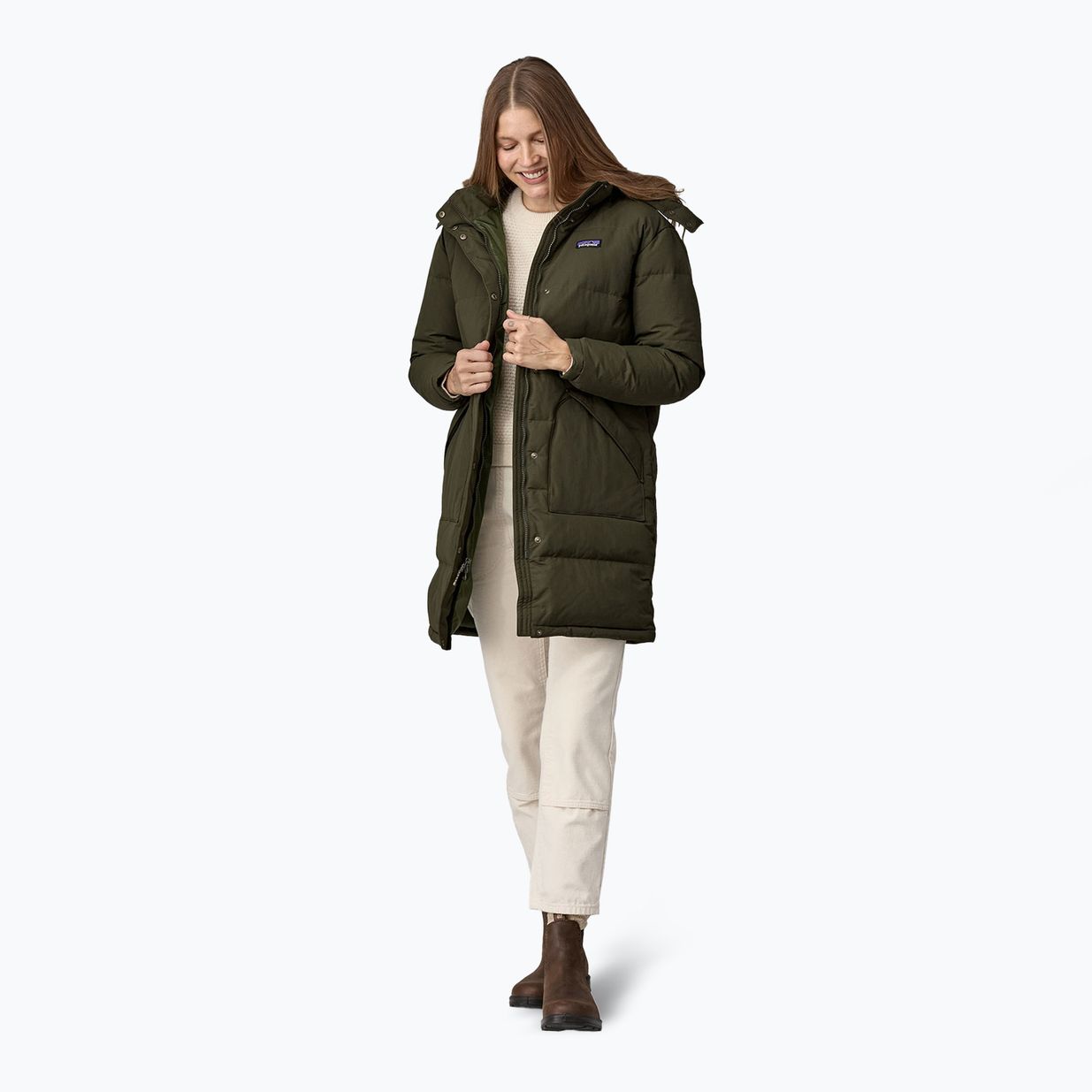 Dámský péřový kabát Patagonia Downdrift Parka pine needle green 2