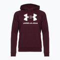 Pánská mikina Under Armour Rival Fleece Logo HD s kapucí tmavě bordó/bílá 4