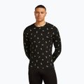 Pánská termoakční mikina icebreaker Merino 200 Oasis Crewe Snow Day black/peridot/aop
