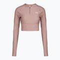 Dámské tréninkové tričko Longsleeve Under Armour HeatGear Rib 1/4 Zip tourmaline pink/tourmaline pink/white