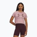 Dámské tréninkové tričko Under Armour Rival Logo tourmaline pink/maroon mist