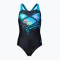 Dětské jednodílné plavky arena Multi Pixels New Swim Pro Back černá/tyrkysová