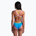 Dámské jednodílné plavky arena One Double Cross Back One Piece tyrkysová/fluo růžová/měkká zelená 8