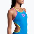 Dámské jednodílné plavky arena One Double Cross Back One Piece tyrkysová/fluo růžová/měkká zelená 9