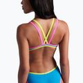 Dámské jednodílné plavky arena One Double Cross Back One Piece tyrkysová/fluo růžová/měkká zelená 10