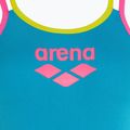 Dámské jednodílné plavky arena One Double Cross Back One Piece tyrkysová/fluo růžová/měkká zelená 3