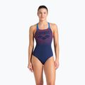 Dámské jednodílné plavky  arena Foggy Dots Swim Pro Back navy / blue cosmo