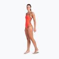 Dámské jednodílné plavky arena Lace Back Solid bright coral/plum 2