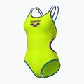Dámské jednodílné plavky arena One Double Cross Back One Piece artic lime/plum/blue cosmo 3