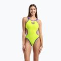 Dámské jednodílné plavky arena One Double Cross Back One Piece artic lime/plum/blue cosmo 5