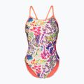 Dámské jednodílné plavky arena Painting Lace Back multi/bright coral
