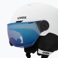 Dětská lyžařská helma UVEX Rocket Visor Jr white/black matt/mirror blue/smoke 7