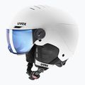 Dětská lyžařská helma UVEX Rocket Visor Jr white/black matt/mirror blue/smoke