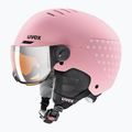 Dětská  lyžařská helma  UVEX Rocket Visor Jr pink confetti matt/mirror silver/lasergold lite