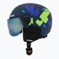 Dětská  lyžařská helma  UVEX Rocket Visor Jr blue puzzle matt/mirror blue/smoke 3
