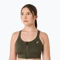 Sportovní podprsenka ASICS Road Combination Zip dark olive 5