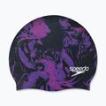 Speedo Plavecká čepice s potiskem dlouhých vlasů černo-fialová 68-11306 5