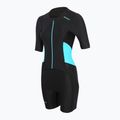 Dámský triatlonový oblek ZONE3 Activate SS Full Zip Trisuit black/turquoise