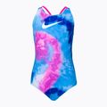 Dětské jednodílné plavky Nike Tie Dye Spiderback modré NESSC719-458