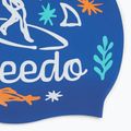 Speedo Junior Silikonová plavecká čepice s potiskem zafre modrá/bílá 3