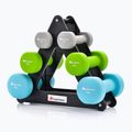 Sada činek se stojanem Meteor 2 x 1 kg / 2 x 2 kg / 2 x 3 kg barevné 30189