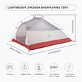 Trekový stan pro 3 osoby  Naturehike Updated Cloud Up 3 light grey/red 6