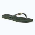 Dámské žabky Havaianas Square Logo Metallic green olive