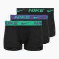 Pánské boxerky Nike Dri-Fit Essential Micro Trunk 3 páry black green shock/wild violet/black text wb