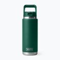 Termo láhev YETI Rambler Straw 769 ml black forest green