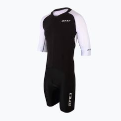 Pánská triatlonová kombinéza ZONE3 Lava Long Distance Full Zip Aero Suit black/white/red